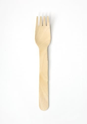 Biodegradable Wooden Forks, Pack of 100, Compostable Wooden Forks