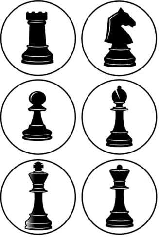 6 x Chess Pieces Edible Wafer or Icing Cupcake Topper Fun Party Cake Decorations Perfect For Brownies Cookies Muffins & More! (Edible Wafer Card)