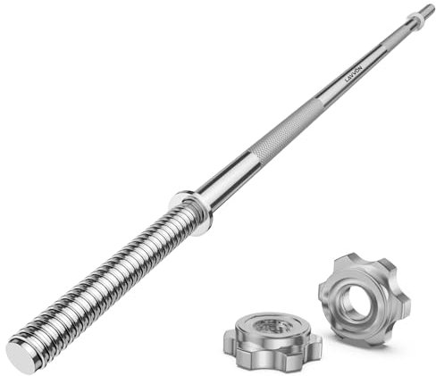 55 Weight Lifting Bar, 1 Standard Straight Barbell Bars for Weight lifting, Olympic Barbell Bar for Bench Press/Hip Thrusts/Squats/Lunges for Gym and Home,2 Star-nuts(480lb Weight Capacity) (Silver)