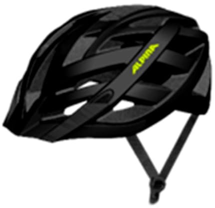 ALPINA PANOMA - Reflektierender & Optimal Belüfteter Fahrradhelm Mit Fliegennetz & Nachrüstbarem LED Für Erwachsene, Black-neon matt, M (56-59 cm)