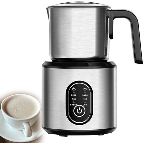 Milk Frother Machine, Electric 4 in 1 Automatic Milk Frothers Stainless Steel Hot & Cold Milk Foamer, 240ml, 400w, Temperature Controls, Silent Operation, for Coffee, Cappuccino, Black.