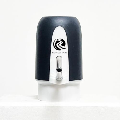 RefreshRain Portable USB Water Bottle Pump – Automatic Electric Dispenser for 2-5 Gallon Bottles, Includes 2 Adapters, Rechargeable & Easy-to-Use, White (black)