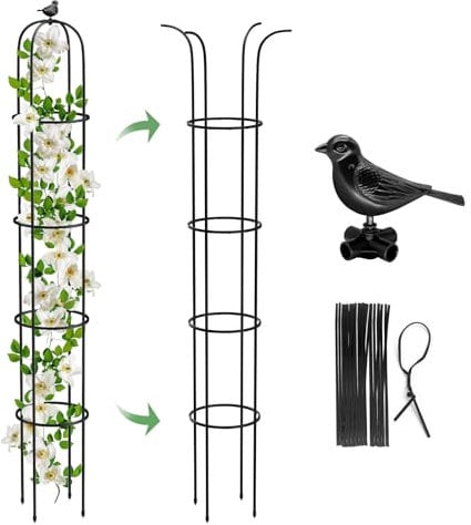 MYMULIKE rankhilfe Metall 1 Stück, Rankgitter Beschichtetes Metall Rosen Rankhilfe für Kletterpflanzen Blumen189x27cm (1)