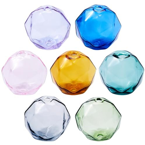 Magibeads 7 cuentas de cristal huecas facetadas de doble agujero con bola de deseos de color redondo para bricolaje, colgantes, pendientes, joyas, manualidades