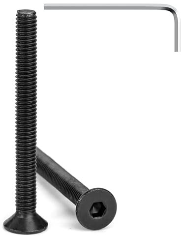 Tunejoy Viti a Testa Svasata M4 x 40 mm Nero Vite a Brugola Bulloni in Acciaio Inox A2 V2A Viti a Testa Piatta Norma DIN 7991 con Chiavi a Esagono Filettatura Completa 20 pezzi