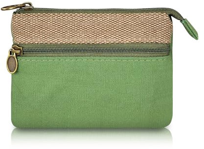 Energather Coin Purse, Baumwoll Mini Geldbeutel Damen mit Reißverschluss, Kleine Münzbörsen für Damen und Männer, Tragbare Mini Portemonnaie Damen Klein für Quittungen, Münzen, Kleingeld (Grün)