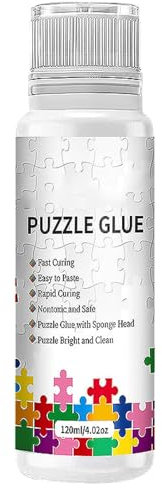 KOAHDE Colla puzzle per 1000 pezzi, puzzle da fissare e appendere, trasparente con testa in spugna, puzzle, 120 ml