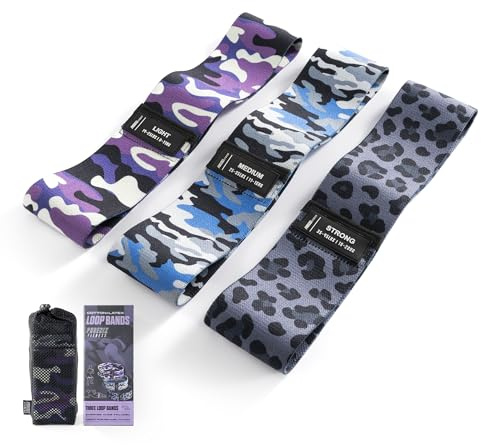 Phoenix Fitness Fabric Resistance Bands - Set of 3 Non-Slip Exercise Bands for Women and Men - Home Gym Workout Bands for Yoga, Pilates & Fitness with Carry Bag & Exercise Guide