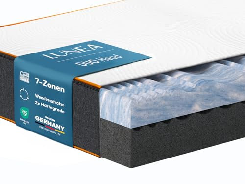 Lunea Möbel Kaltschaummatratze Duo extra dick 25 cm, 7-Zonen Matratze atmungsaktiv & punktelastisch – gegen Rückenschmerzen (H2/H3, 80x200 cm)
