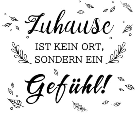 TOARTI Wandaufkleber Spruch Zuhause ist kein Ort, sondern ein Gefühl Schwarz Wandtattoo Wohnzimmer Sprüche zitate Wandsticker Flur und Diele Aufkleber