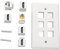 HDMI Socket Wall Plate 6 Port Multimedia Panel with HD Interface CAT6 Ethernet and F Connector for Cable Management 11 5cm x 7cm