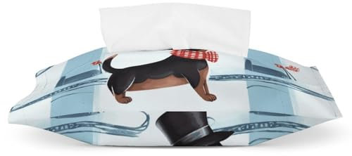 Pariser Dackel Taschentuchbox Abdeckung Modern Dekorativer Taschentuchhalter PU Rechteckige Aufbewahrungsbox Geeignet für Schminktische Büro Nachttisch