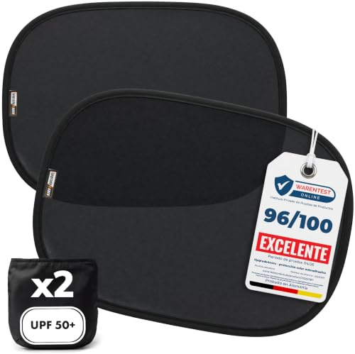 Upgrade4cars 2 x Parasol Coche Bebe con Protección UV UPF 50+ | Protector Solar Autoadhesivo para Ventana Lateral Trasero | Interior Ventanas Laterales Niños