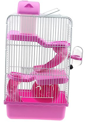 VICASKY Cage Hamster Rose Villa Niveaux avec Roue Et Abreuvoir pour Petits Animaux Chinchilla