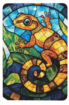 Gecko Auto-Lufterfrischer aus Buntglas, 4 Stück, hängende Duftkarten, Duftkarten für Auto-Aromatherapie-Tabletten
