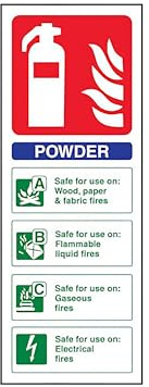 The Workplace Depot Powder Fire Extinguisher Sign, 280 x 100 mm, PVC, Vinyl | Powder Fire Extinguisher Sign, 280x100mm, Rigid PVC, Portrait; For Offices, Warehouses and Workshops.