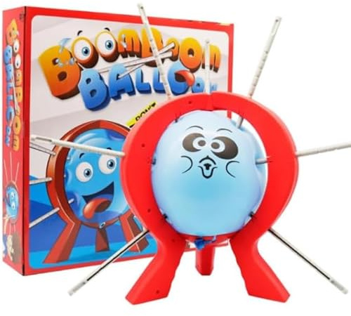 Desktop Ballon Spiel,Luftballon Boom Spielzeug,Ballons Platzen Battle Brettspiel mit 9 Luftballons 9 Stäbchen Würfelständer Roter Rahmen,Interaktiv Desktop Spiel für Partys Feiertage