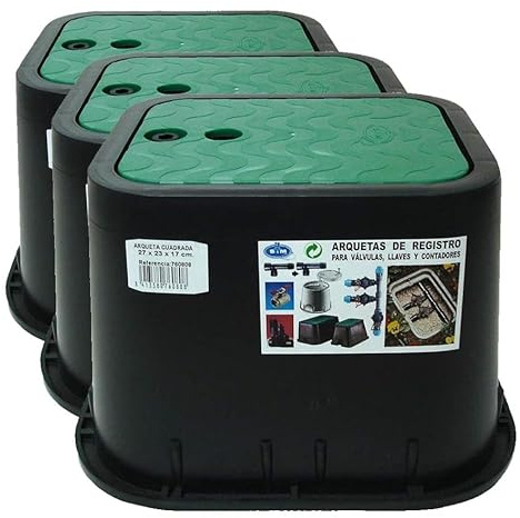 S&M 760808 Arqueta para riego enterrado 2 Salidas, Color Negro/Verde (Paquete de 3)
