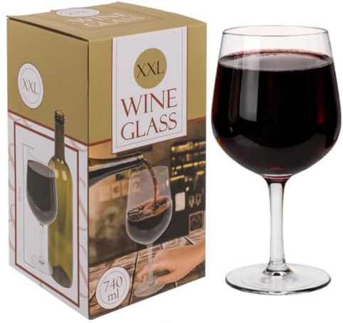 LND Gifts XXL Wine Glass 750ml Holds Full Bottle, Large Cup, Giant Novelty Drinkware for Red or White Wine, Funny Gift