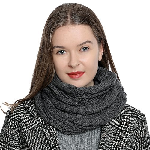 DonDon Loop Schal Damen Winter Schlauchschal Winterschal Wollschal warm und weich grau