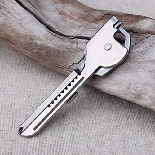 Geshiglobal 6 en 1 en acier inoxydable Porte-clés multifonction Tournevis Poche Pendentif Clé