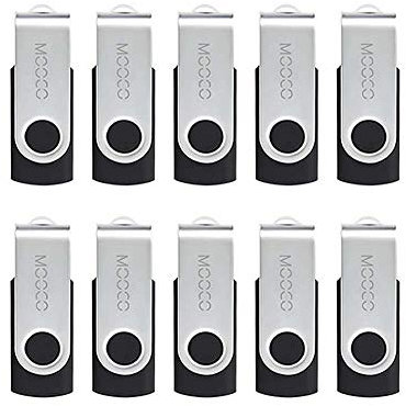 MOOCO 10 X 4GB USB2.0 Bulk Flash Drives Small Capacity Swivel Thumb Drives Jump Drive Memory Stick Zip Drive with Led Indicator,Black - 10pack