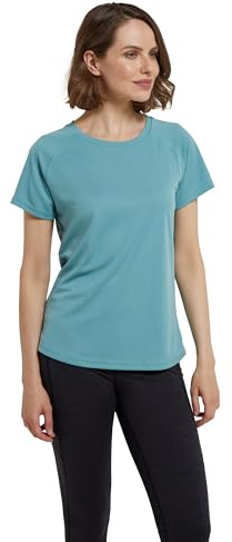 Mountain Warehouse Endurance Damen-T-Shirt - IsoCool Damen-T-Shirt mit UV-Schutz LSF 30+, atmungsaktives, leichtes T-Shirt für Damen - zum Joggen, Reisen & Freizeit Blassgrün (Plain) Damengröße EU 48