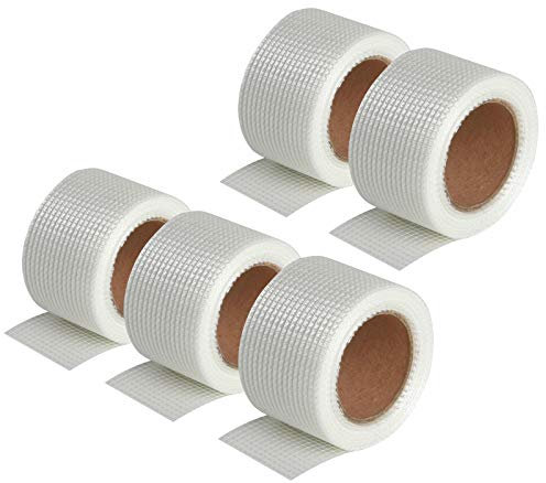 Semin Bande Grillagée - Auto-adhésive - Pour Joints de Plaques de Plâtre - Fibre de Verre - 20 m x 50 mm (Lot de 5)