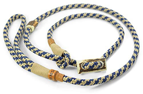 Retriever-Leine/Moxonleine Elegant-Style | handgefertigte Hundeleine aus Tau mit Halsbandfunktion & Horn-Stopper | 8mm – besonders leicht & handlich | Training, Alltag & Spaziergang