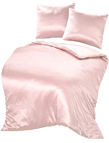 THXSILK Seidenbettwäsche Set 3 teilig, Bettbezug 200 x 220 cm und 2 Kissenbezüge 80 x 80 cm, Hypoallergen 19 Momme Maulbeerseide Bettwäsche, Ultra Weich und Glatt, Bezauberndes Rosa