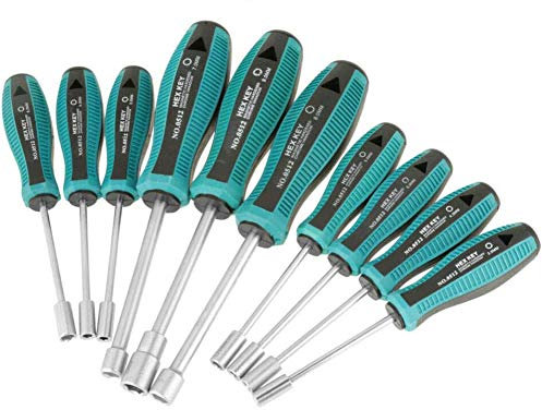 TOOLSTAR Nut Driver Set, 10pcs Nut Driver Spinner Screwdriver Set Nut Key Nutdriver Hand Tool Set 3/3.5/4/4.5/5/5.5/6/7/8/9mm