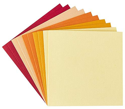 Ideen mit Herz Grußkarten-Set | 10 farbige Karten & 10 weiße Umschläge | edle Leinen-Optik | bunt | neutral | ideal für liebe Glückwünsche zum Geburtstag, Hochzeit, uvm. (Rot-/Gelbtöne, 11 x 11 cm)