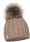 ELIMELI Mütze Damen Winter warme Strickmütze Wollmütze mit Kaschmir Wintermütze mit Kunstfell Bommel Slouch Strick Beanie für Bommelmütze Hergestellt in EU Farbenauswahl (Cappuccino)