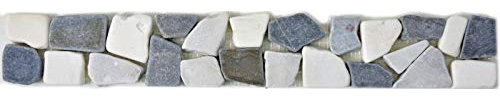 Marmor Naturstein grau weiß schwarz anthrazit Borde Bordüre Fkiesenspiegel Wand Küche Bad WC Sauna - MOSBor-WG0102