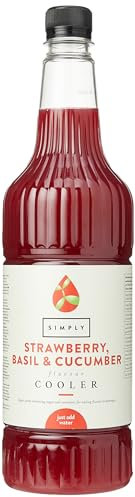 Simply Strawberry, Basil & Cucumber Cooler, Vegan & Gluten Free Beverage Syrup for Cordial Squash, Cocktails & Mocktails (6 x 1 Litre)