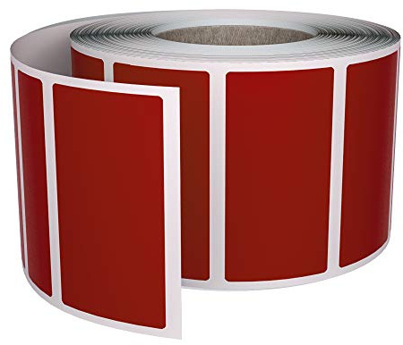 Royal Green Red Velvet Rectangle Labels, 40 x 19mm, 500 Pack | 500 red velvet write-on rectangle labels for color coding, organizing, filing, inventory, and identification.