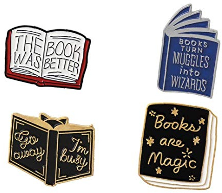 Lankater 4pcs / Set Émail Style Livre Broche, Cartoon Émail Set Pins, Badges pour Sacs Vêtements Vestes Accessoires Artisanat