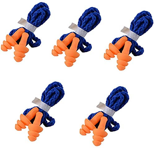 Bouchons d'oreille,Sommeil Bouchons d'oreille, bouchons d'oreille 5 pièces Silicone souple et réutilisable avec cordon