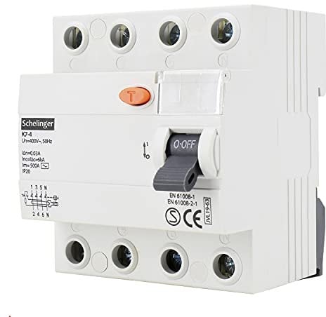 Schelinger Fehlerstromschutzschalter FI-Schalter RCD / 30mA / 4-polig / 40A (4-Polig / 63A / VDE)