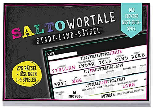 moses. Salto Wortale - Stadt-Land-Rätsel, das clevere Wortsuch-Spiel für Erwachsene, Rätselspaß für Kreuzworträtsel Fans, Ratespiel ab 14 Jahren