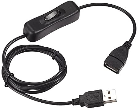 sourcing map USB Kabel mit Ein/Aus Schalter USB Stecker auf Buchse Verlängerungskabel 1m Schwarz für LED Schreibtischlampe LED Streifen