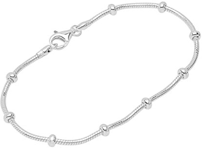 NKlaus Armband aus 925 Sterling Silber 19cm Schlangenkette mit Kugeln Damen Armkette 12244