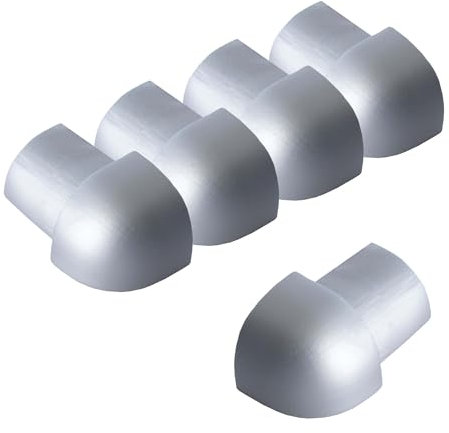 Dalsys 5x Außeneck für Fliesenschiene 10mm Aluminium (eloxiert) Viertelkreisprofil, Silber matt Fliesenprofil