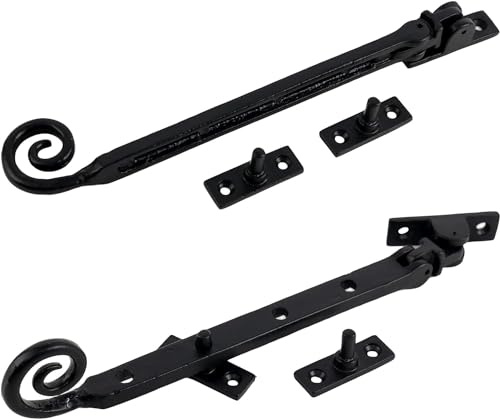 SKANDH Iron Window Casement Stays, Antique Black Powder Coated (10 Inch, Pack of 2)