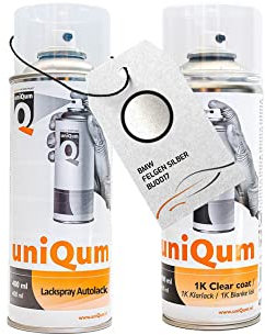 uniQum Spraydose Autolack + Klarlack für BMW FELGEN SILBER BU0017 Autolack Reparatur 2x 400 ml