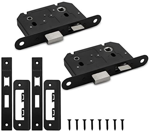 Bwintech 2 PCS Matt Black Bathroom Lock 75mm (3 Inch) for Internal Doors and Bathroom Doors, Reversible Catch