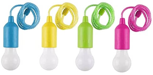 Led Pull Cord Light Portable Hanging Battery Operated Camping Lamp Bulb Hanging Pull Cord Lamp Battery Operated Pull Cord Light 4pcs (no Battery)
