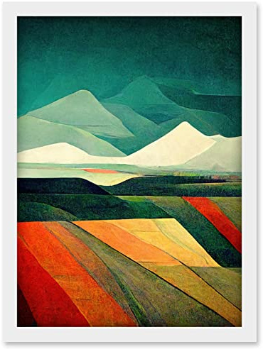 Doppelganger33 LTD Modern Semi-Abstract Colourful Landscape Artwork Framed Wall Art Print A4