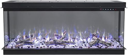 Camino elettrico LED 3D SUPERB 40 AFLAMO - caminetto moderno a tre pareti, effetto fiamma realistico