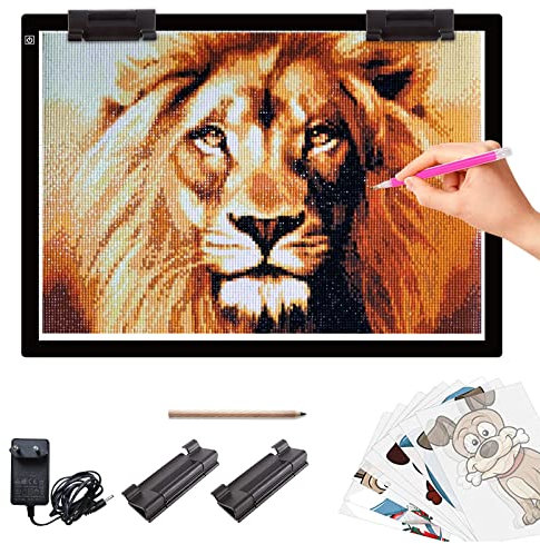 elice Table lumineuse LED A2, 7 mm ultra-mince, luminosité réglable en continu, grand panneau lumineux pour la peinture au diamant, le dessin, la conception de croquis, avec adaptateur 12 V 2 A